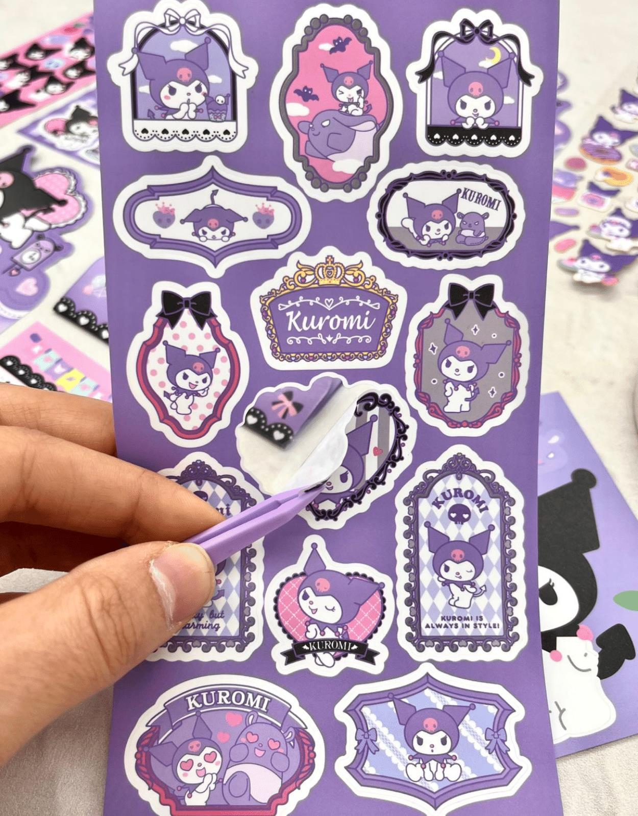 Sanrio Kuromi Karakteri 6  Yaprak Stıcker / Bullet Journal /  Çıkartma