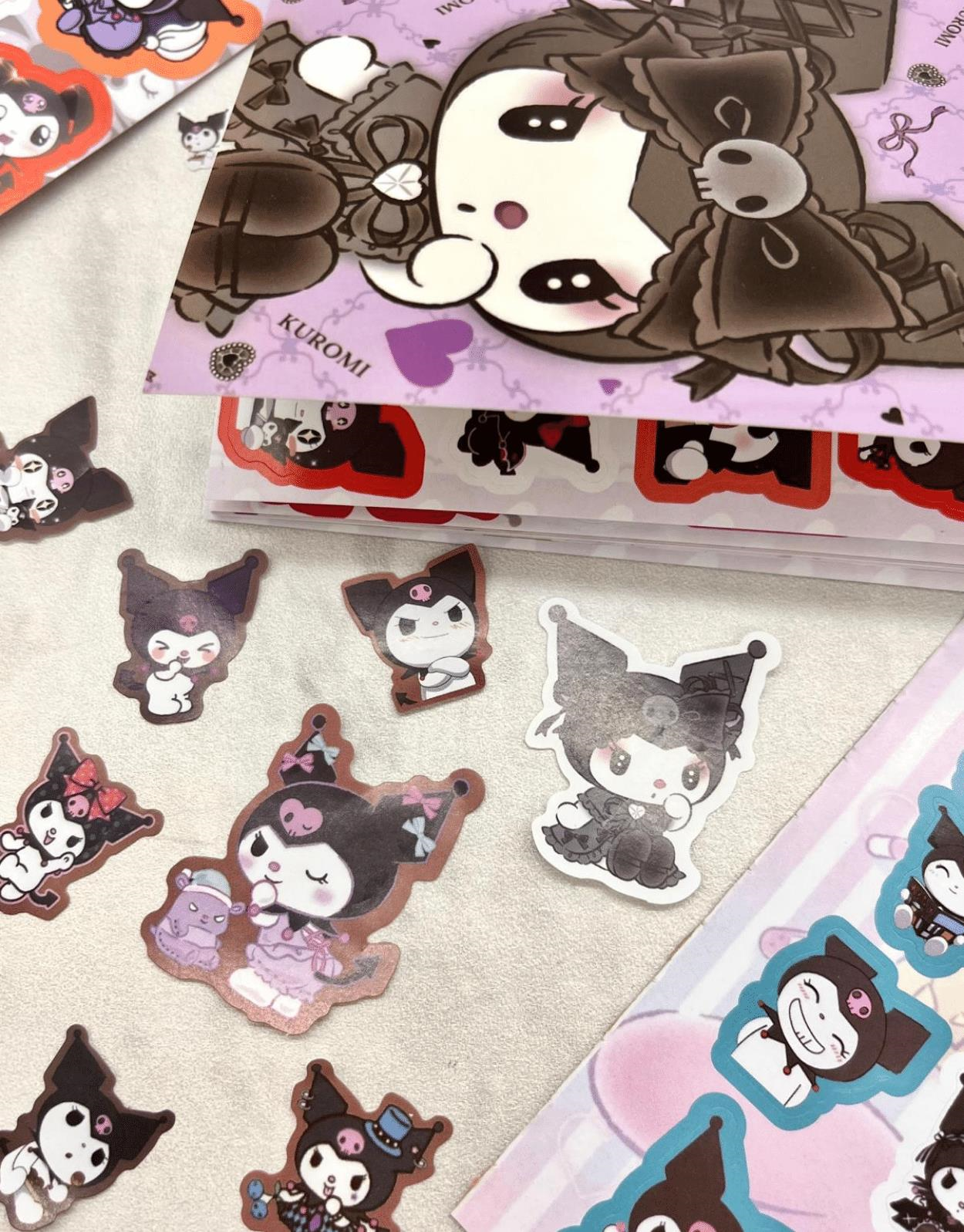 Sanrio Kuromi Karakteri  Defter 16 Yaprak 450 Adet Sticker / Bullet Journal / Defter Süsleme