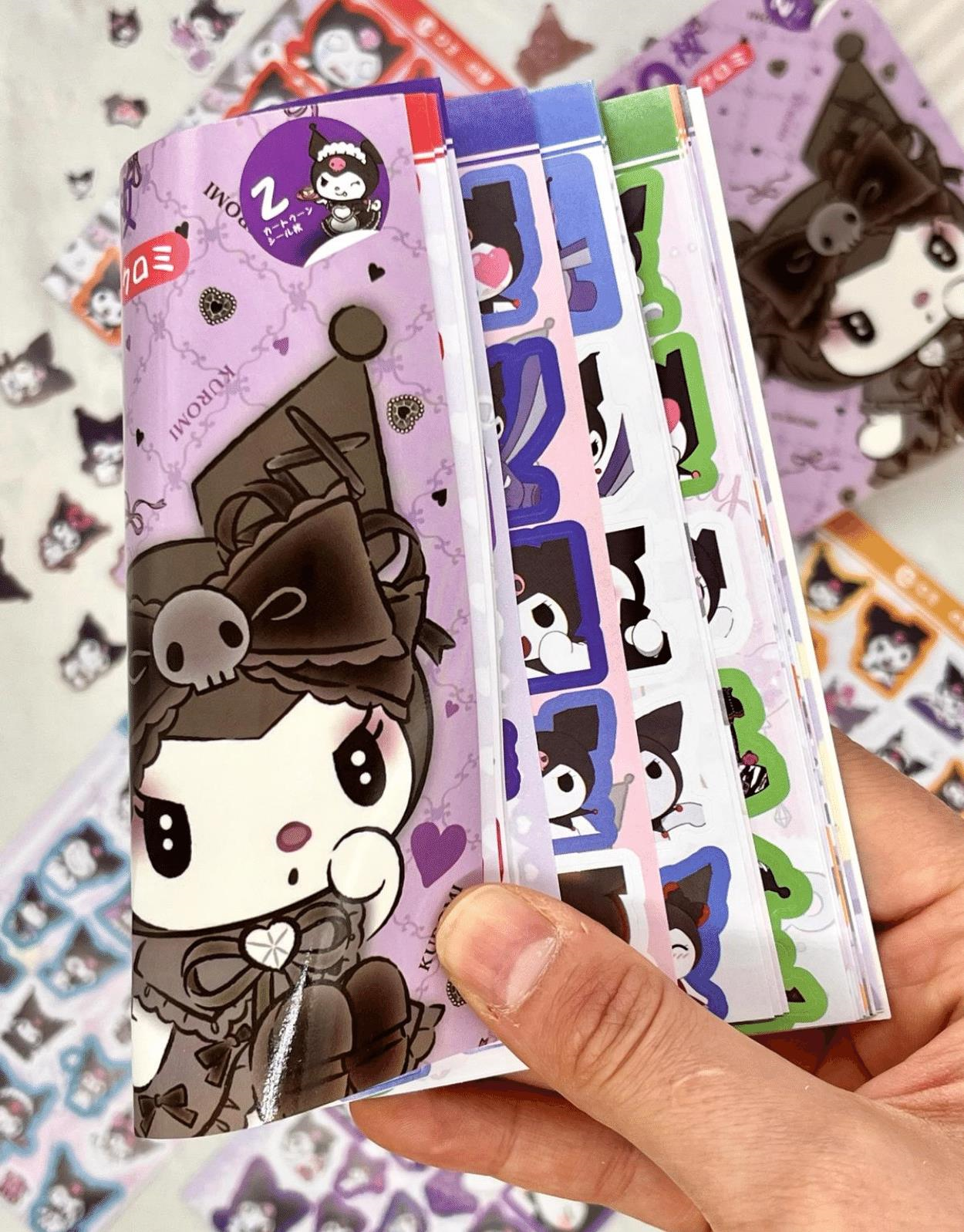 Sanrio Kuromi Karakteri  Defter 16 Yaprak 450 Adet Sticker / Bullet Journal / Defter Süsleme