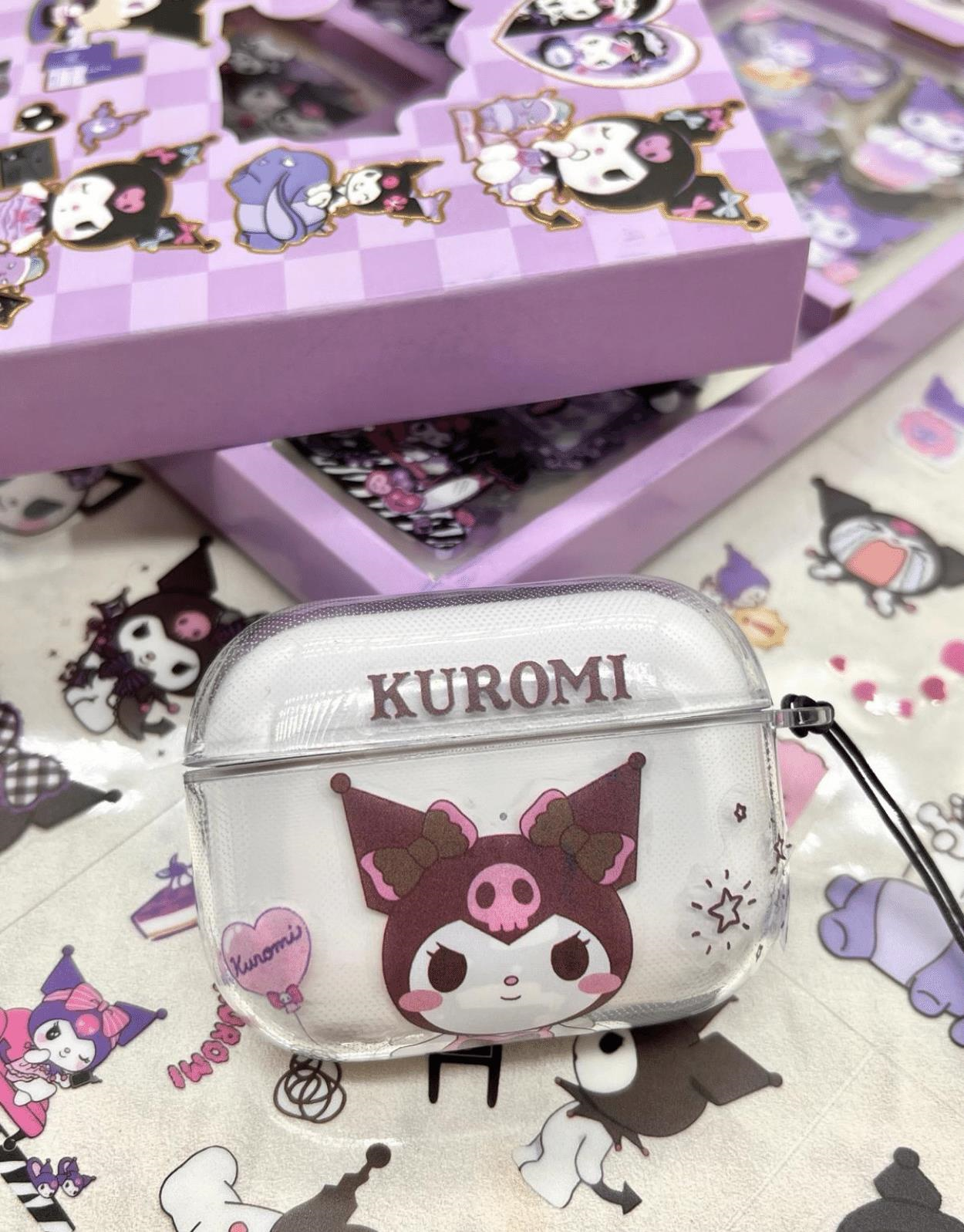 Sanrio Kuromi Karakterli 4 Bölümlü 100 Yaprak 500 Adet Mor Kutu Şeffaf Pet Sticker Seti / Etiket / Çıkartma/ Bullet Journal
