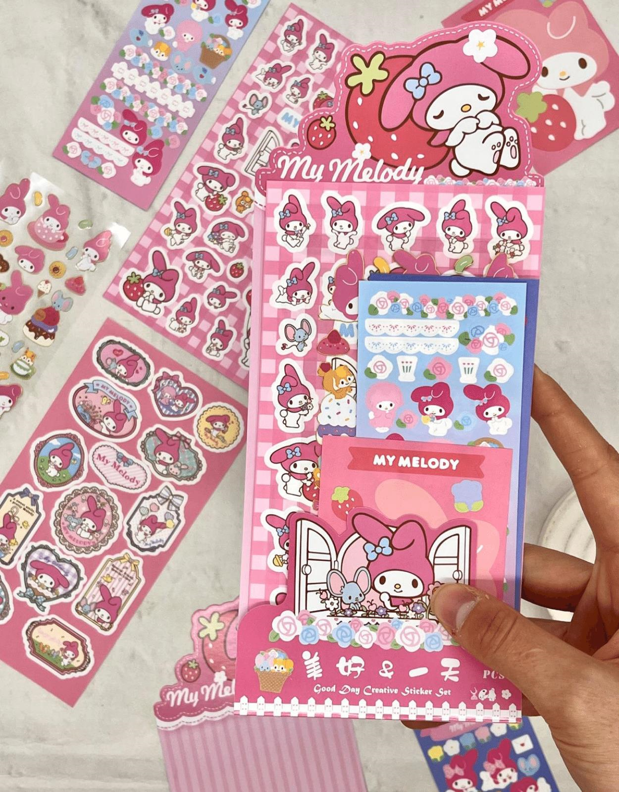 Sanrio My Melody Karakteri 6 Yaprak Stıcker / Bullet Journal /  Çıkartma
