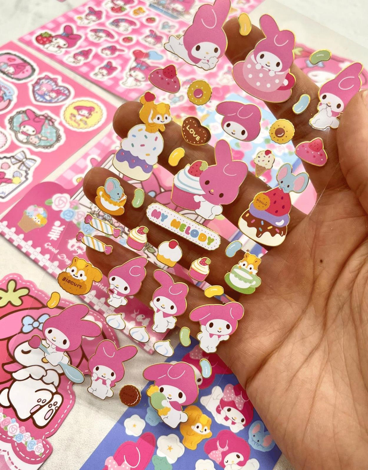 Sanrio My Melody Karakteri 6 Yaprak Stıcker / Bullet Journal /  Çıkartma