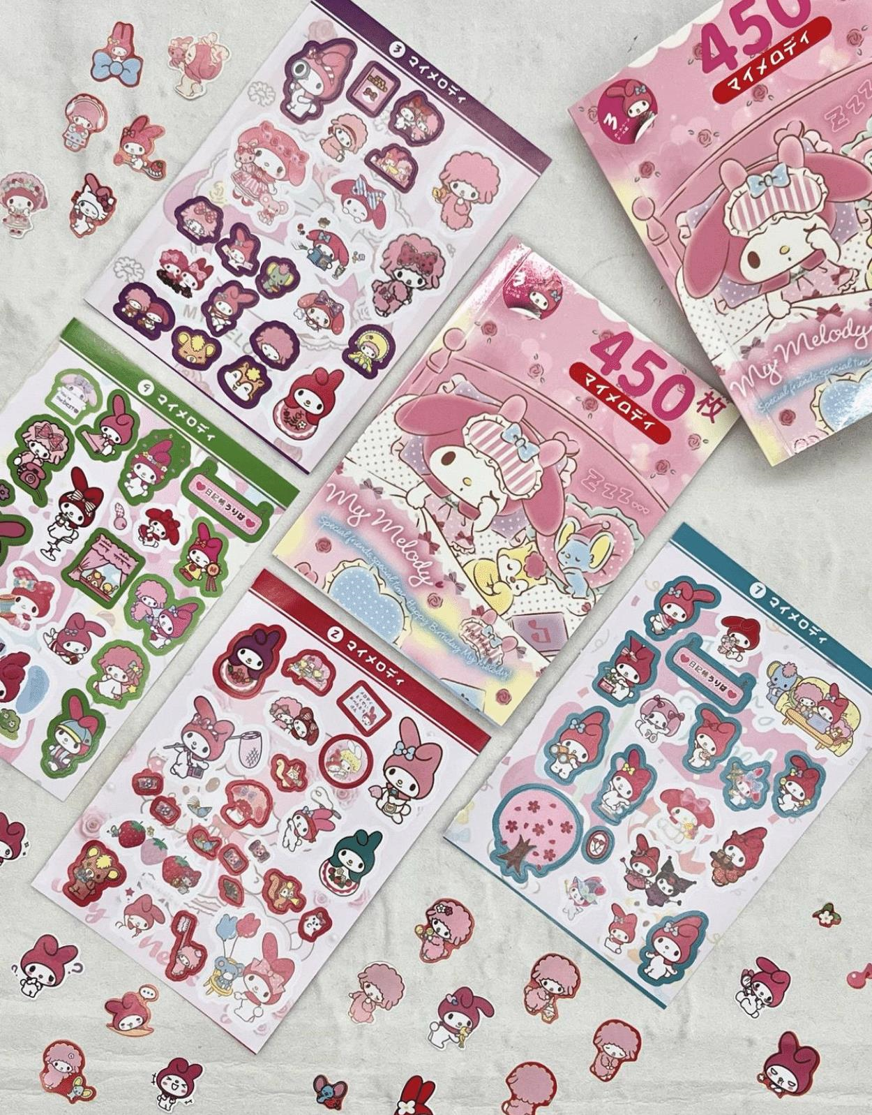 Sanrio My Melody Karakteri  Defter 16 Yaprak 450 Adet Sticker / Bullet Journal / Defter Süsleme