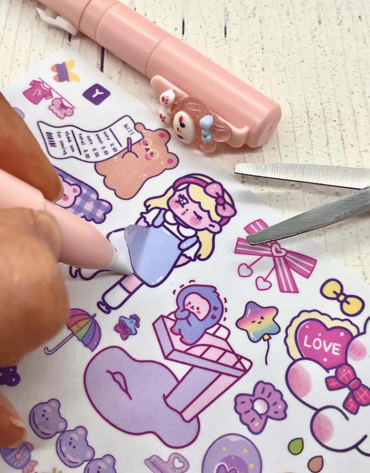 Sanrio My Melody Karakterli Pembe Kalem Görünümlü Çift Uç Tasarım Makas ve Maket Bıçağı