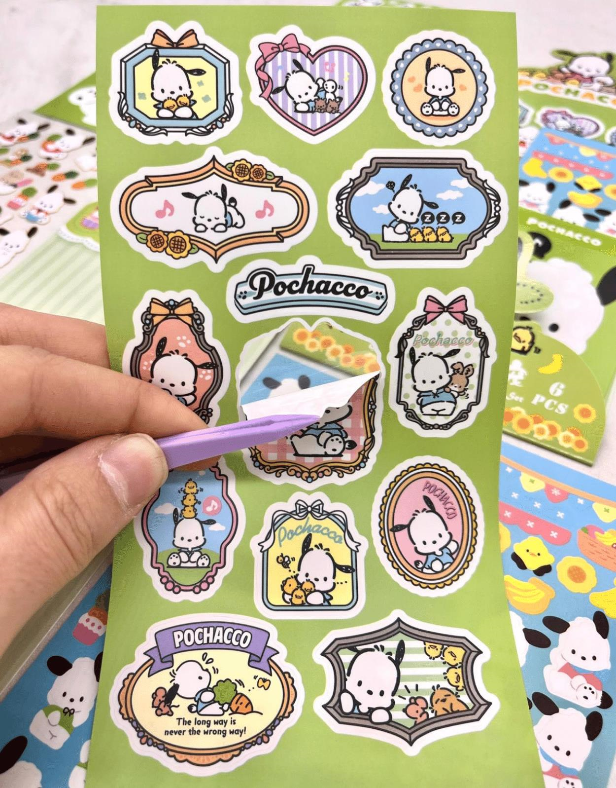 Sanrio Pochacco Karakteri 6  Yaprak Stıcker / Bullet Journal /  Çıkartma