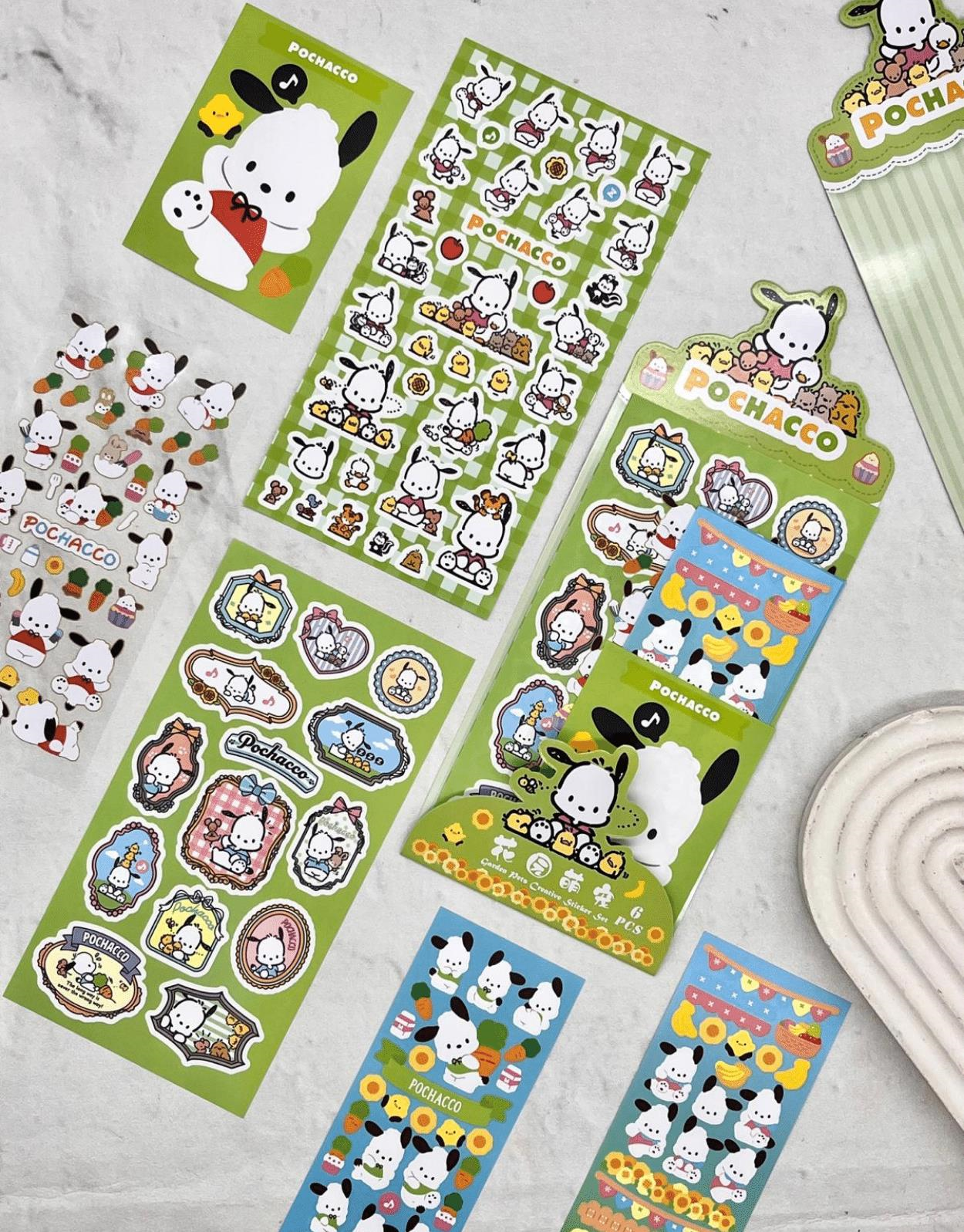 Sanrio Pochacco Karakteri 6  Yaprak Stıcker / Bullet Journal /  Çıkartma