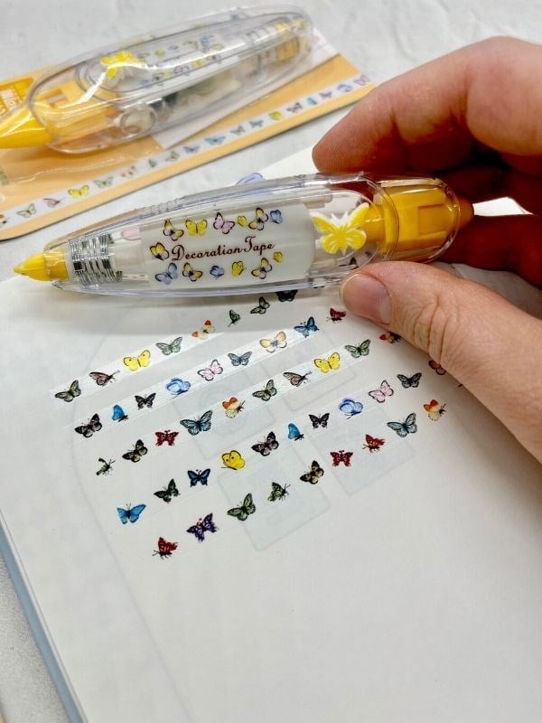 Sarı Kelebek Desenli Süsleme Bandı Tipex/Tipeks/Bullet Journal