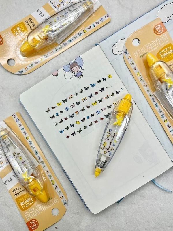 Sarı Kelebek Desenli Süsleme Bandı Tipex/Tipeks/Bullet Journal