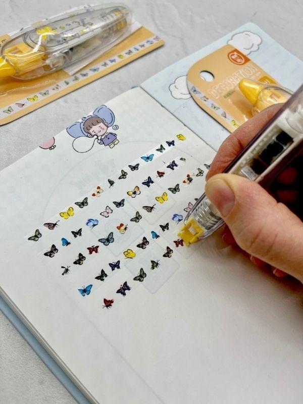 Sarı Kelebek Desenli Süsleme Bandı Tipex/Tipeks/Bullet Journal