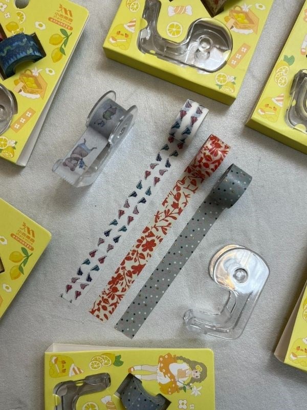 Sarı Renk 2+1 Washi Bant ve Kesim Aparatlı Mini Set/ Washi Tape / Bullet Journal
