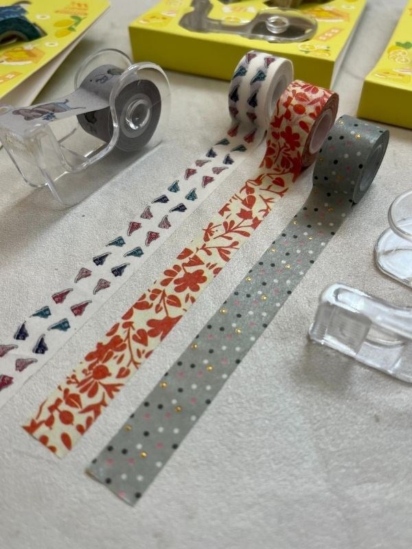 Sarı Renk 2+1 Washi Bant ve Kesim Aparatlı Mini Set/ Washi Tape / Bullet Journal