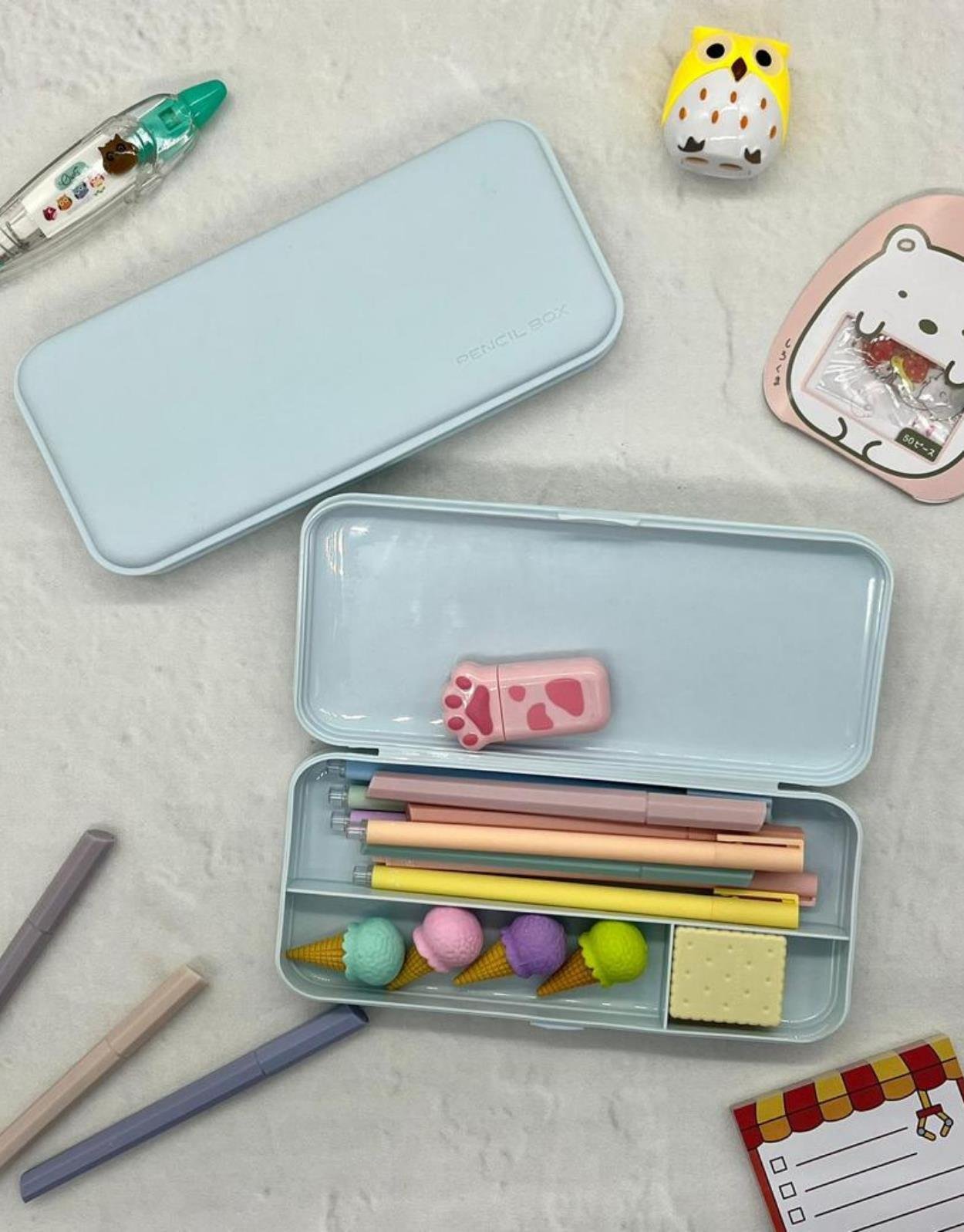 Sert Kapaklı Mavi  Kalem Kutu / Çanta / Pencil Box / Düzenleyici