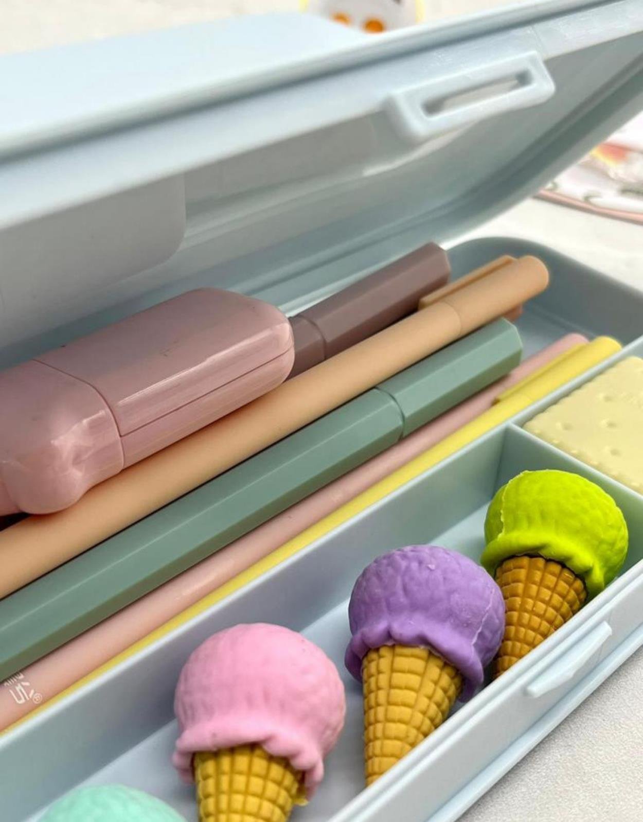 Sert Kapaklı Mavi  Kalem Kutu / Çanta / Pencil Box / Düzenleyici
