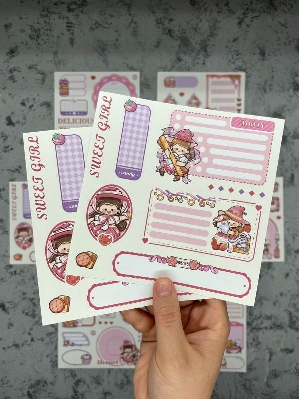Seven Magic 12  Yaprak 108 Adet Koyu Pembe Post-ıt  Ve Sticker Seti / Yapışkanlı Kağıt / Post-ıt / Çıkartma / Etiket 