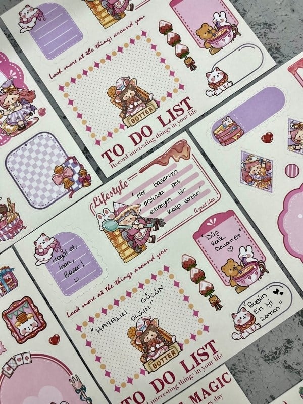 Seven Magic 12  Yaprak 108 Adet Koyu Pembe Post-ıt  Ve Sticker Seti / Yapışkanlı Kağıt / Post-ıt / Çıkartma / Etiket 