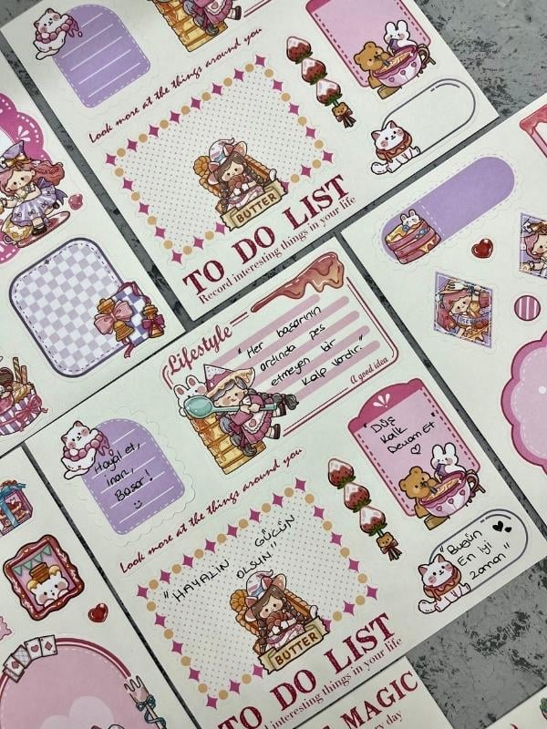 Seven Magic 12  Yaprak 108 Adet Koyu Pembe Post-ıt  Ve Sticker Seti / Yapışkanlı Kağıt / Post-ıt / Çıkartma / Etiket 
