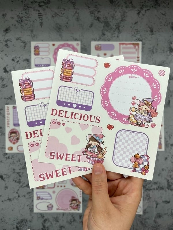Seven Magic 12  Yaprak 108 Adet Koyu Pembe Post-ıt  Ve Sticker Seti / Yapışkanlı Kağıt / Post-ıt / Çıkartma / Etiket 