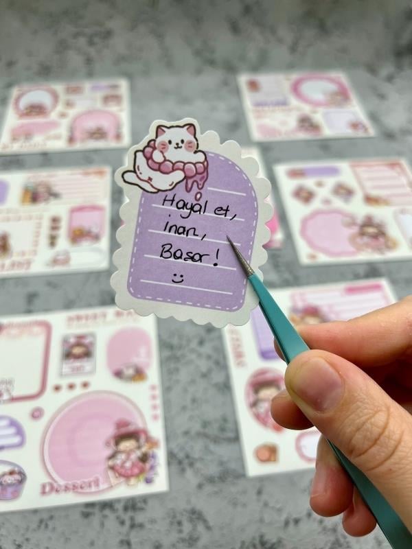 Seven Magic 12  Yaprak 108 Adet Koyu Pembe Post-ıt  Ve Sticker Seti / Yapışkanlı Kağıt / Post-ıt / Çıkartma / Etiket 