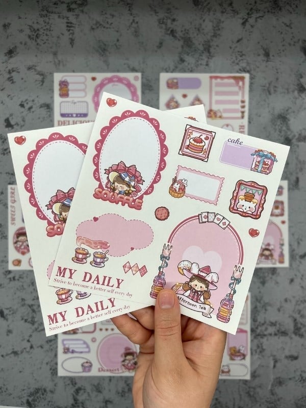 Seven Magic 12  Yaprak 108 Adet Koyu Pembe Post-ıt  Ve Sticker Seti / Yapışkanlı Kağıt / Post-ıt / Çıkartma / Etiket 