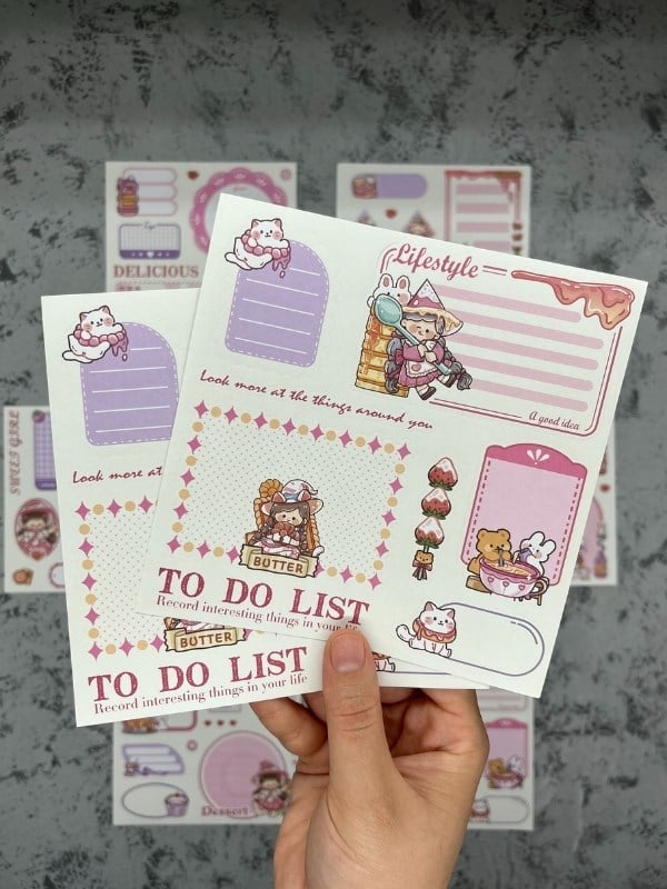 Seven Magic 12  Yaprak 108 Adet Koyu Pembe Post-ıt  Ve Sticker Seti / Yapışkanlı Kağıt / Post-ıt / Çıkartma / Etiket 