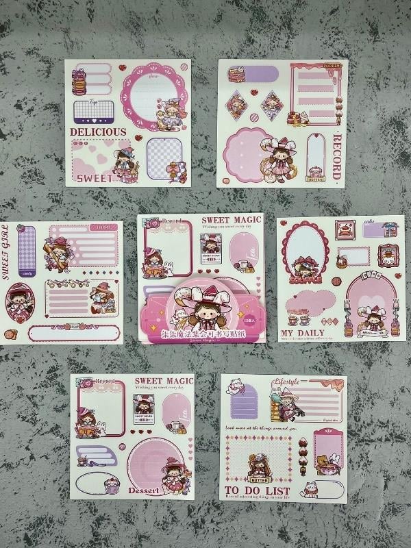 Seven Magic 12  Yaprak 108 Adet Koyu Pembe Post-ıt  Ve Sticker Seti / Yapışkanlı Kağıt / Post-ıt / Çıkartma / Etiket 