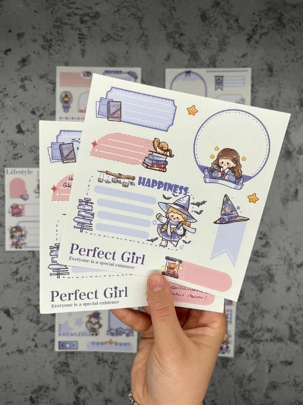 Seven Magic 12  Yaprak 82 Adet Mavi Post-ıt  Ve Sticker Seti / Yapışkanlı Kağıt / Post-ıt / Çıkartma / Etiket 