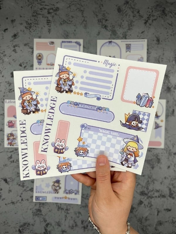 Seven Magic 12  Yaprak 82 Adet Mavi Post-ıt  Ve Sticker Seti / Yapışkanlı Kağıt / Post-ıt / Çıkartma / Etiket 