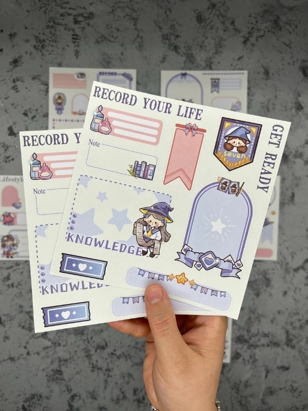 Seven Magic 12  Yaprak 82 Adet Mavi Post-ıt  Ve Sticker Seti / Yapışkanlı Kağıt / Post-ıt / Çıkartma / Etiket 