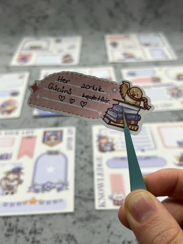 Seven Magic 12  Yaprak 82 Adet Mavi Post-ıt  Ve Sticker Seti / Yapışkanlı Kağıt / Post-ıt / Çıkartma / Etiket 