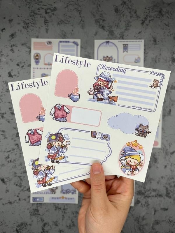 Seven Magic 12  Yaprak 82 Adet Mavi Post-ıt  Ve Sticker Seti / Yapışkanlı Kağıt / Post-ıt / Çıkartma / Etiket 