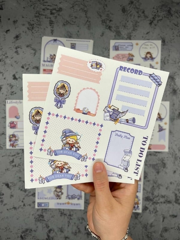 Seven Magic 12  Yaprak 82 Adet Mavi Post-ıt  Ve Sticker Seti / Yapışkanlı Kağıt / Post-ıt / Çıkartma / Etiket 