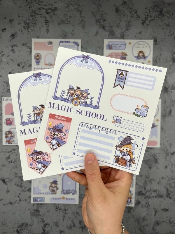 Seven Magic 12  Yaprak 82 Adet Mavi Post-ıt  Ve Sticker Seti / Yapışkanlı Kağıt / Post-ıt / Çıkartma / Etiket 