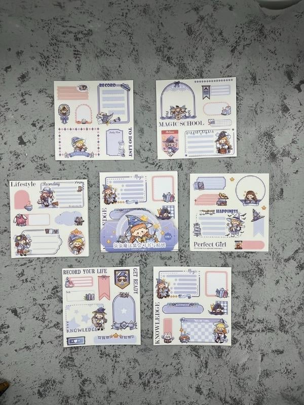 Seven Magic 12  Yaprak 82 Adet Mavi Post-ıt  Ve Sticker Seti / Yapışkanlı Kağıt / Post-ıt / Çıkartma / Etiket 