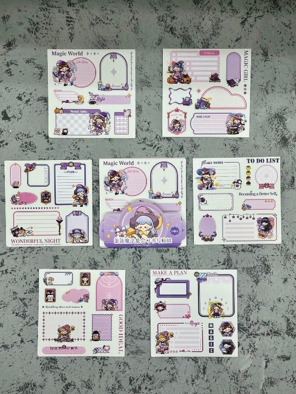 Seven Magic 12  Yaprak 90 Adet Mor Post-ıt  Ve Sticker Seti / Yapışkanlı Kağıt / Post-ıt / Çıkartma / Etiket 