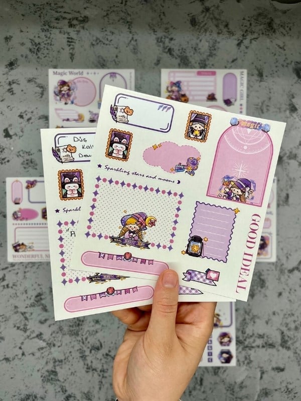 Seven Magic 12  Yaprak 90 Adet Mor Post-ıt  Ve Sticker Seti / Yapışkanlı Kağıt / Post-ıt / Çıkartma / Etiket 