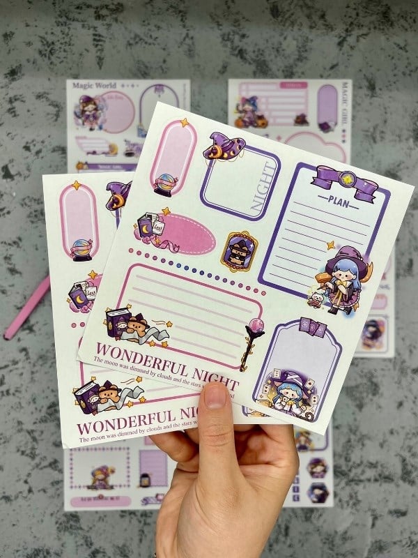 Seven Magic 12  Yaprak 90 Adet Mor Post-ıt  Ve Sticker Seti / Yapışkanlı Kağıt / Post-ıt / Çıkartma / Etiket 