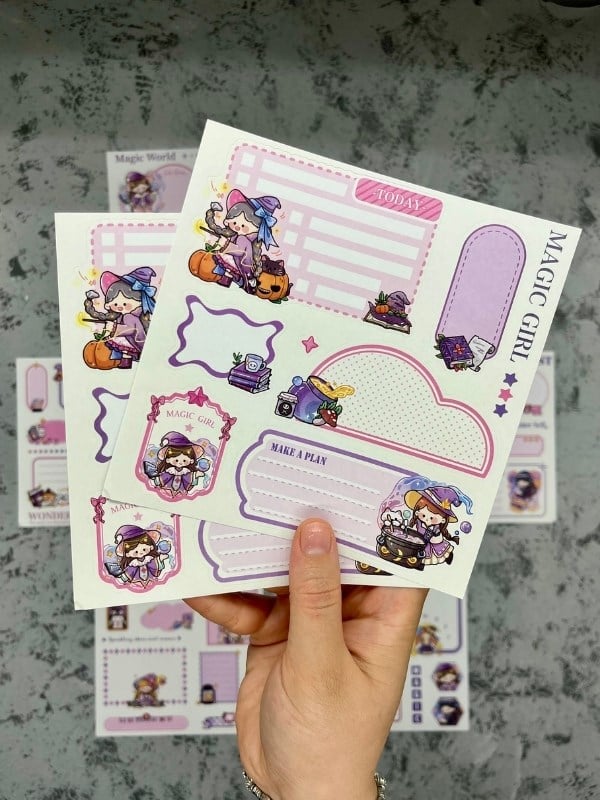 Seven Magic 12  Yaprak 90 Adet Mor Post-ıt  Ve Sticker Seti / Yapışkanlı Kağıt / Post-ıt / Çıkartma / Etiket 