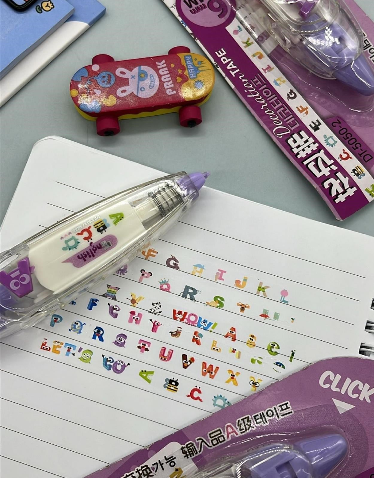 Sevimli Alfabe Desenli Süsleme Bandı Tipex / Tipeks / Bullet Journal