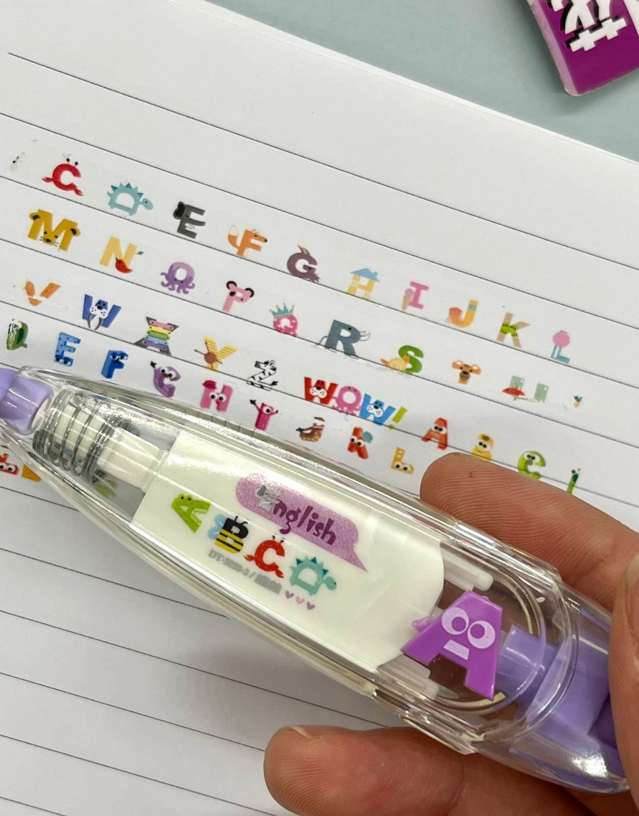 Sevimli Alfabe Desenli Süsleme Bandı Tipex / Tipeks / Bullet Journal