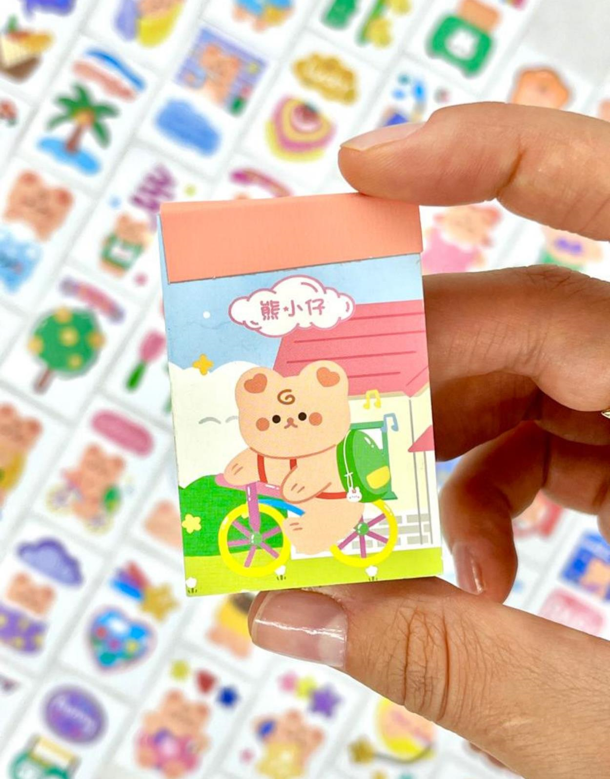 Sevimli Ayı  50 Yaprak Turuncu Defter Sticker / Çıkartma / Bullet Journal / Defter Süsleme/ Scrapbook