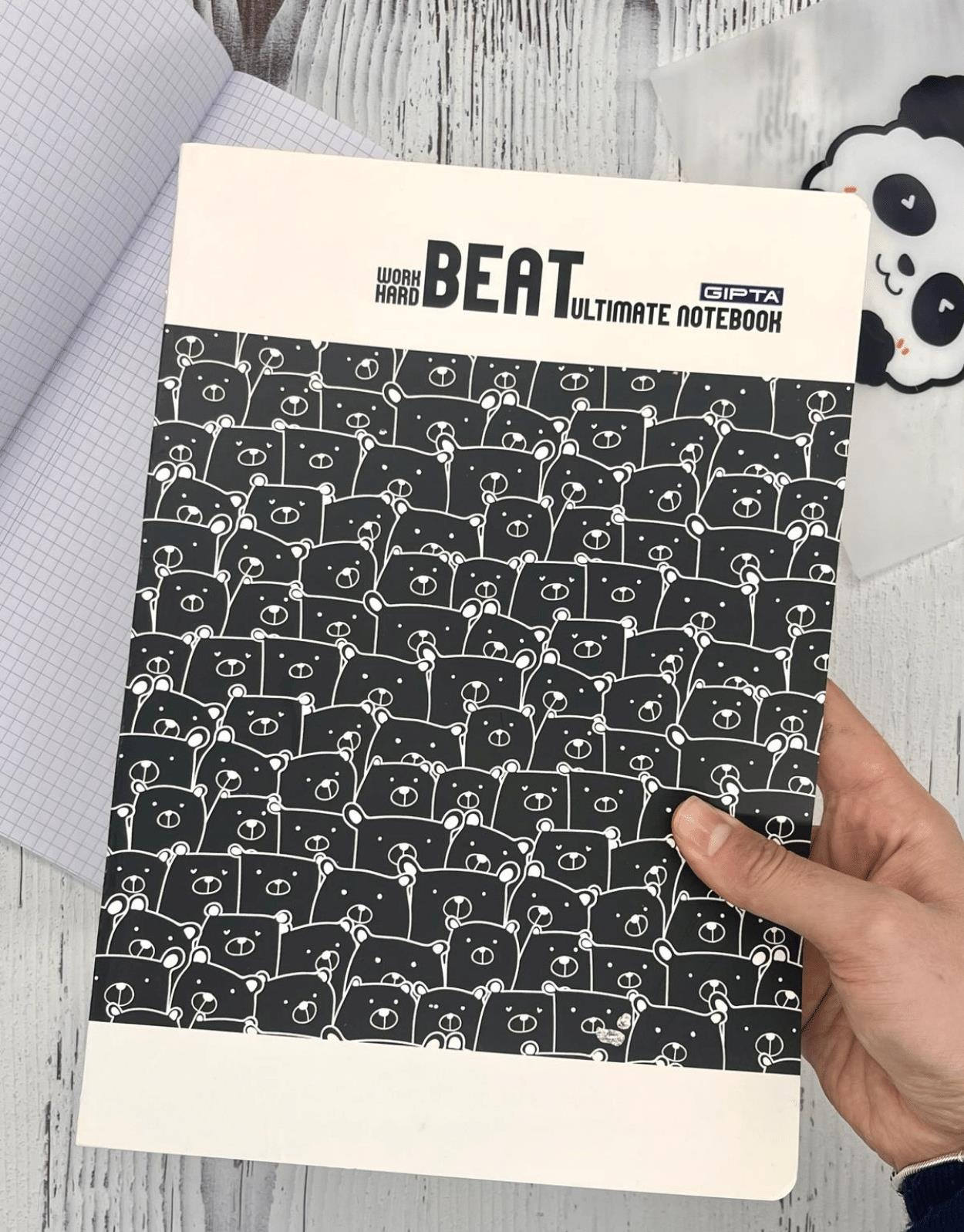 Sevimli Ayı Desenli Kareli  Defter / Ajanda/ Notebook / Okul Defteri