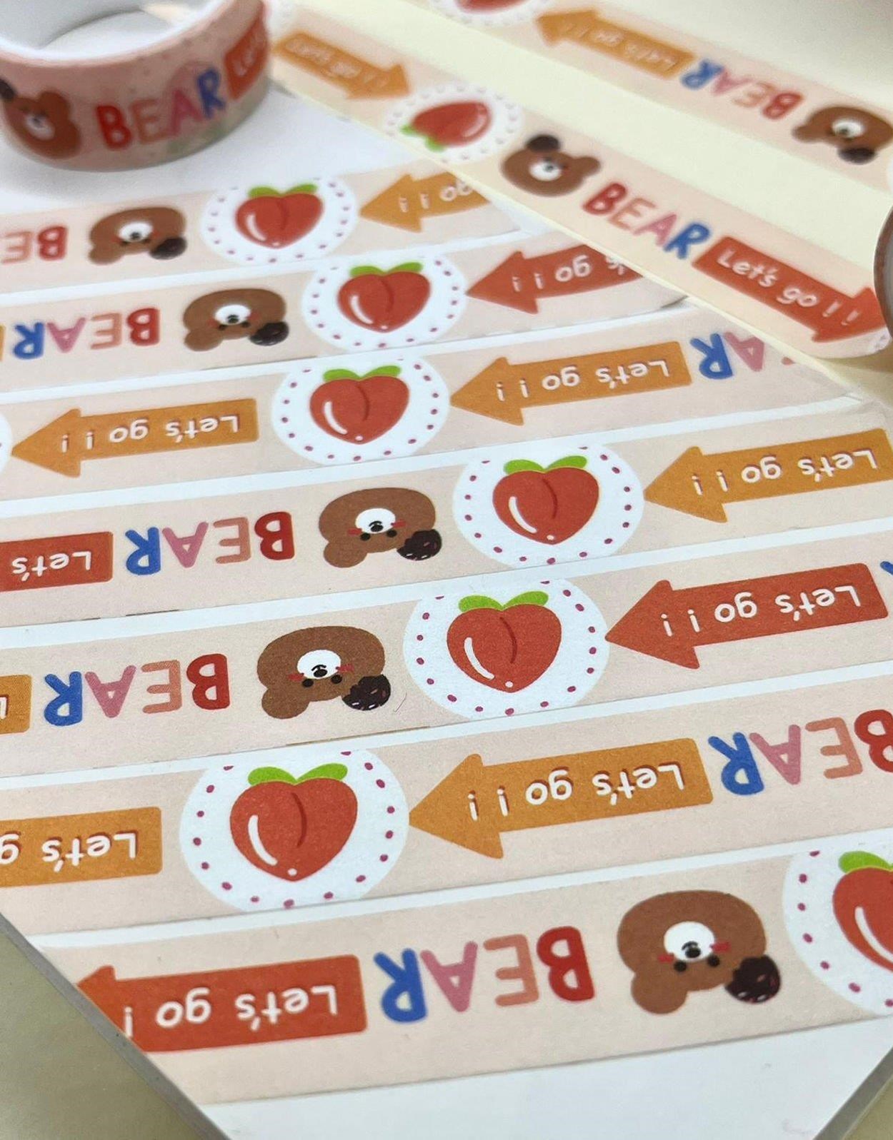 Sevimli Ayı ile Hadi Gidelim Nice Day - Washi Bant - Washi Tape - Bant Sticker - Bullet Journal - Defter Süsleme