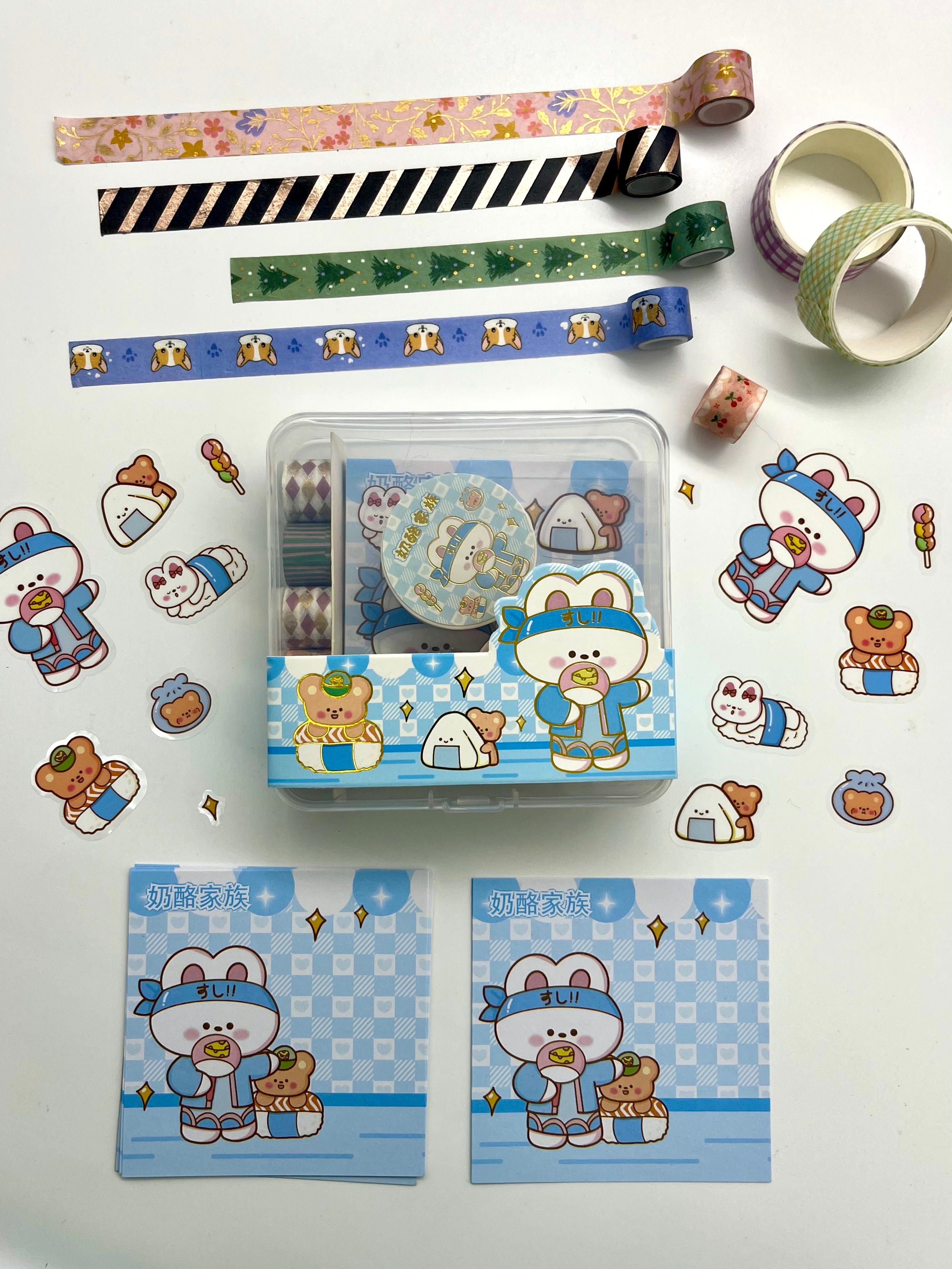 Sevimli Ayı ve Arkadaşları Temalı 40 Yaprak Post-it 7 Adet Washi Bant 3 Yaprak Sticker Kutulu Set