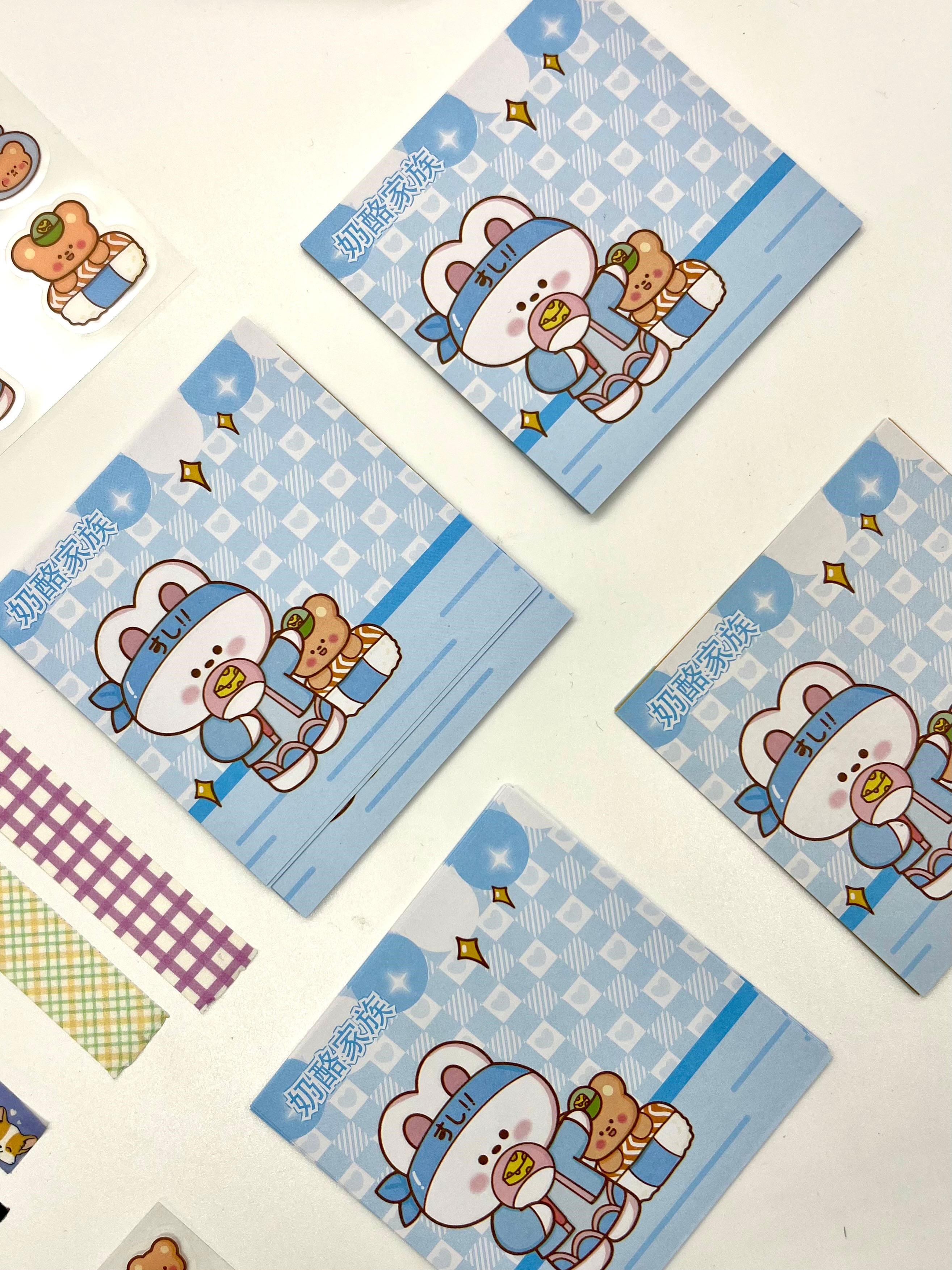 Sevimli Ayı ve Arkadaşları Temalı 40 Yaprak Post-it 7 Adet Washi Bant 3 Yaprak Sticker Kutulu Set