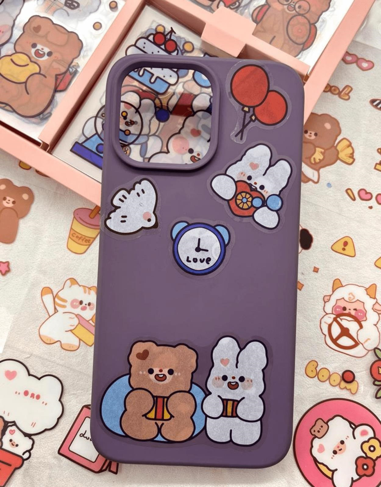 Sevimli Ayıcık 4 Bölümlü 100 Yaprak 500 Adet Kahverengi Kutu Sticker Seti / Etiket / Çıkartma/ Bullet Journal / Scrapbook