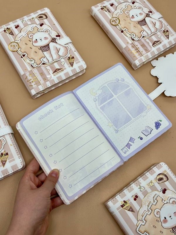 Sevimli Ayıcık Özel Tasarım Renkli Resimli Defter/Notebook/Günlük/Bullet Journal