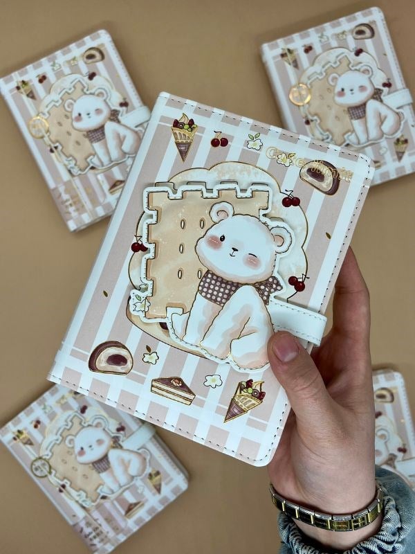 Sevimli Ayıcık Özel Tasarım Renkli Resimli Defter/Notebook/Günlük/Bullet Journal