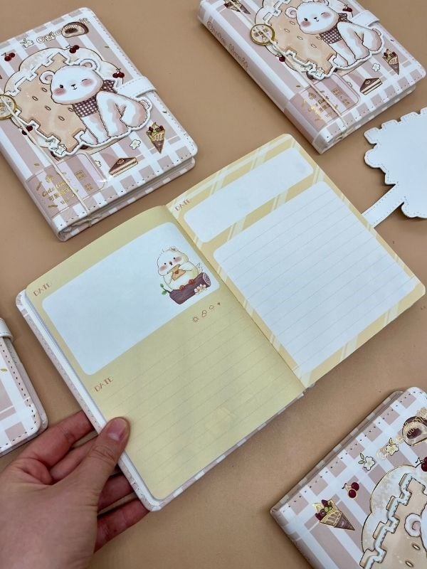 Sevimli Ayıcık Özel Tasarım Renkli Resimli Defter/Notebook/Günlük/Bullet Journal
