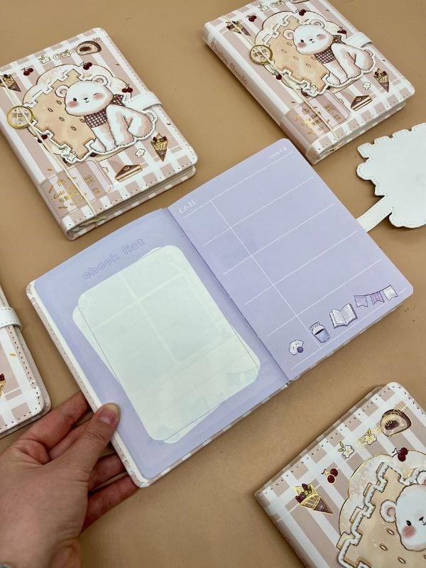 Sevimli Ayıcık Özel Tasarım Renkli Resimli Defter/Notebook/Günlük/Bullet Journal