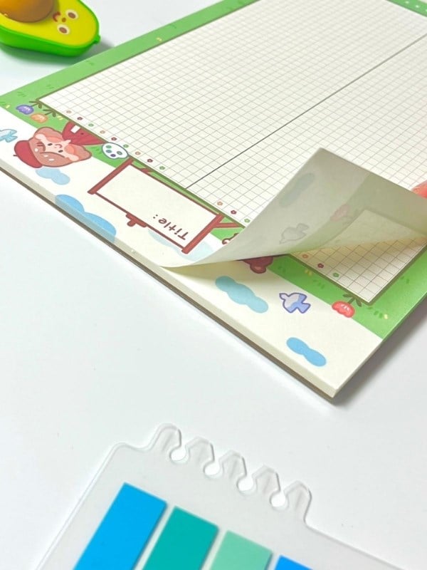 Sevimli Ayıcık Temalı Yeşil 30 Yaprak B5 Not Defteri/Scrapbook/Planlayıcı/Notebook/Bullet Journal